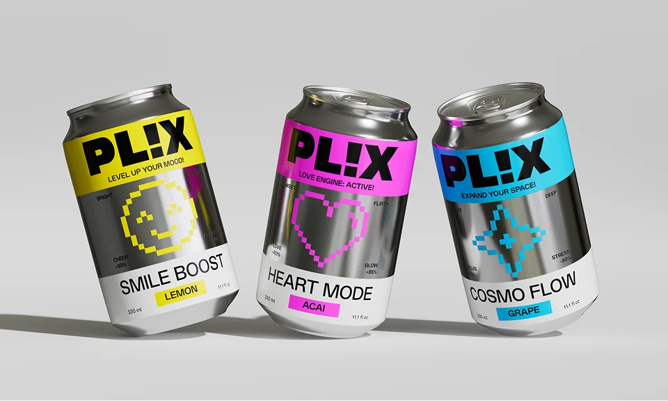 PLX Energy Drink Three Vibrant Packaging