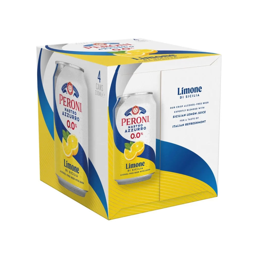 Peroni Nastro Azzurro 0.0% Packaging
