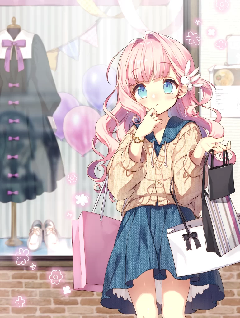 Pink-haired girl Anime Art 2K Wallpaper
