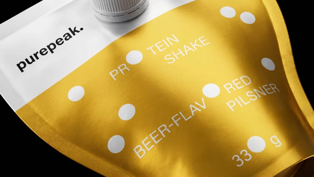 Purepeak Protein Shake Pouch White Yellow Packaging