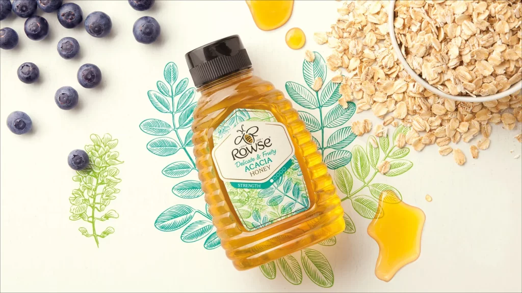 Rowse Delicate & Fruity Acacia Honey Packaging
