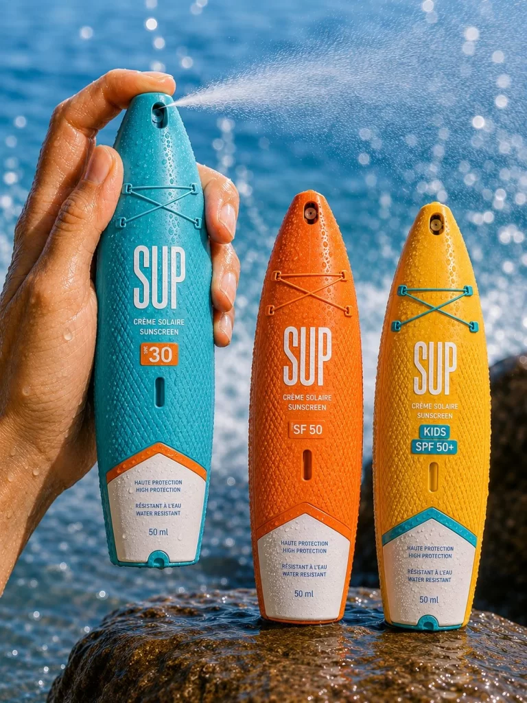 SUP Sunscreen Three Bottles Packaging