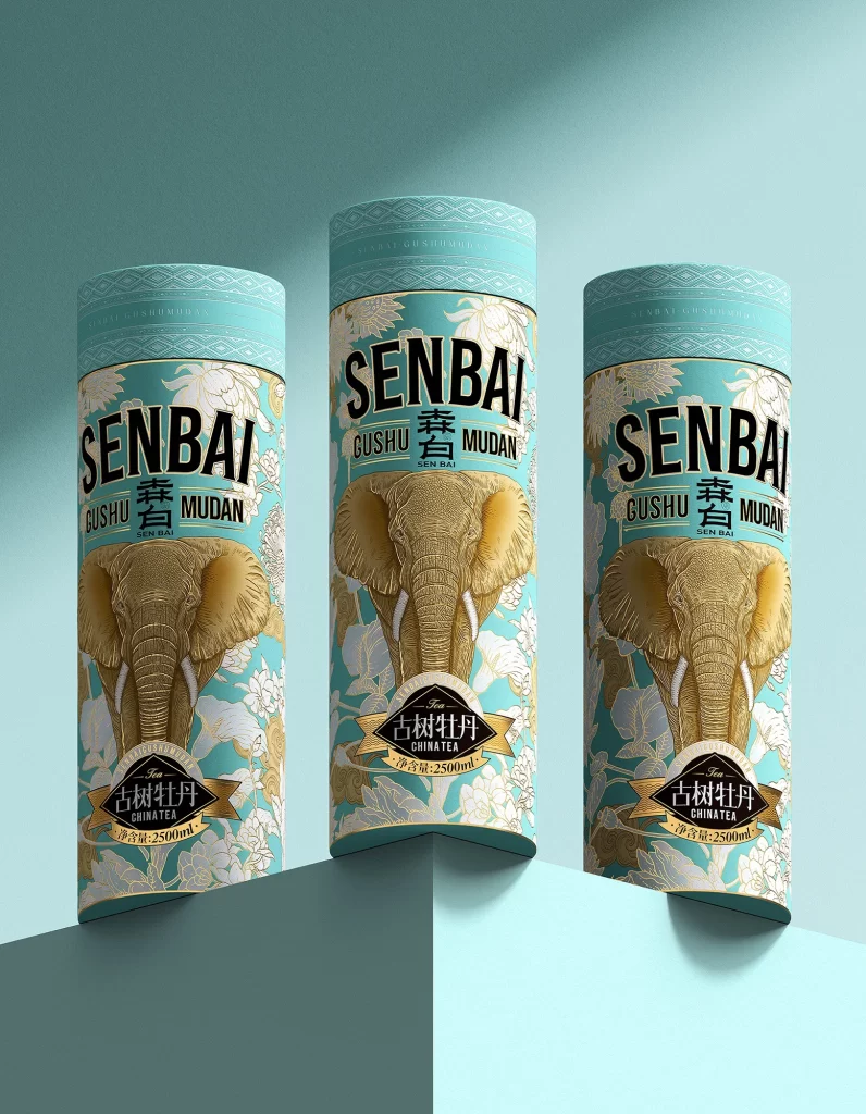 Senbai Gushu Mudan Cylindrical Turquoise Color Packaging