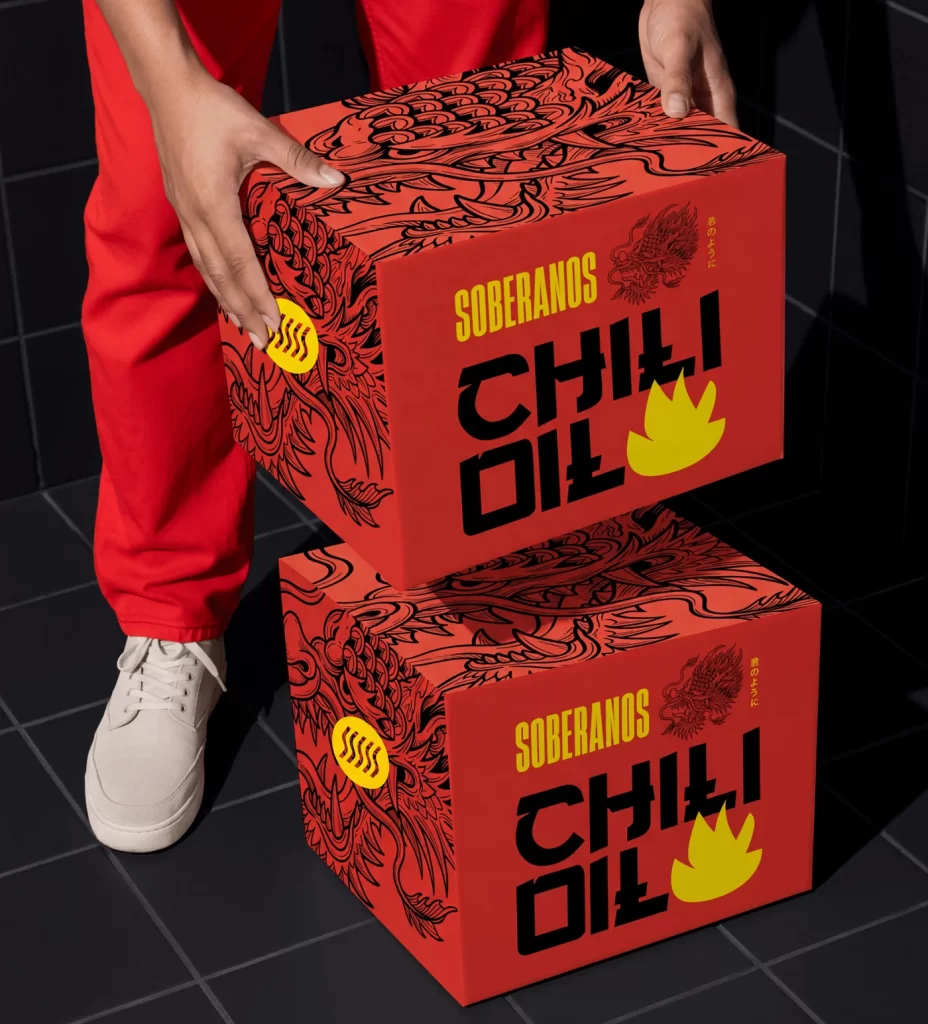 Soberanos Chili Oil Black Yellow Accents Packaging