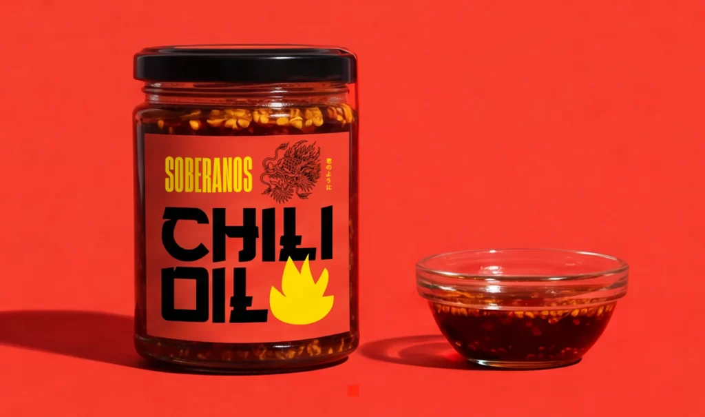 Soberanos Chili Oil Packaged Glass Black Packaging