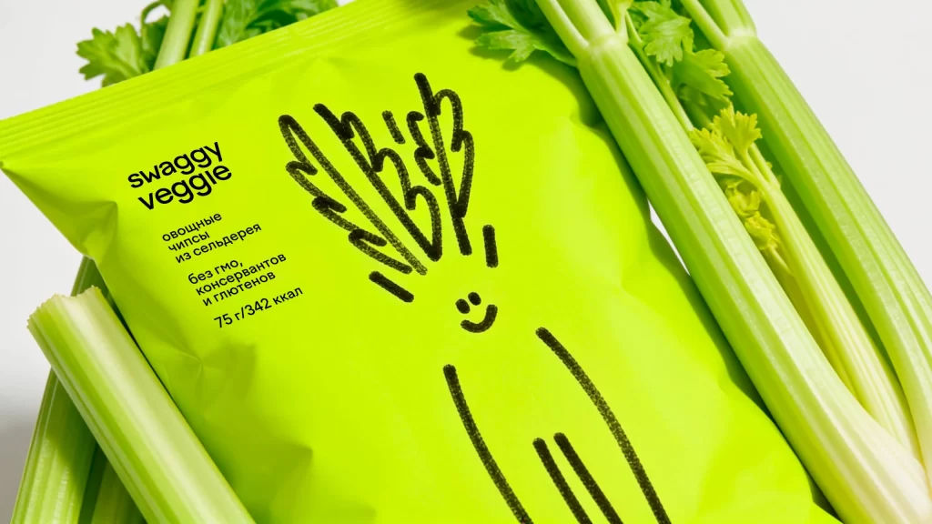 Swaggy Veggie Celery Snacks Bright Green Packaging