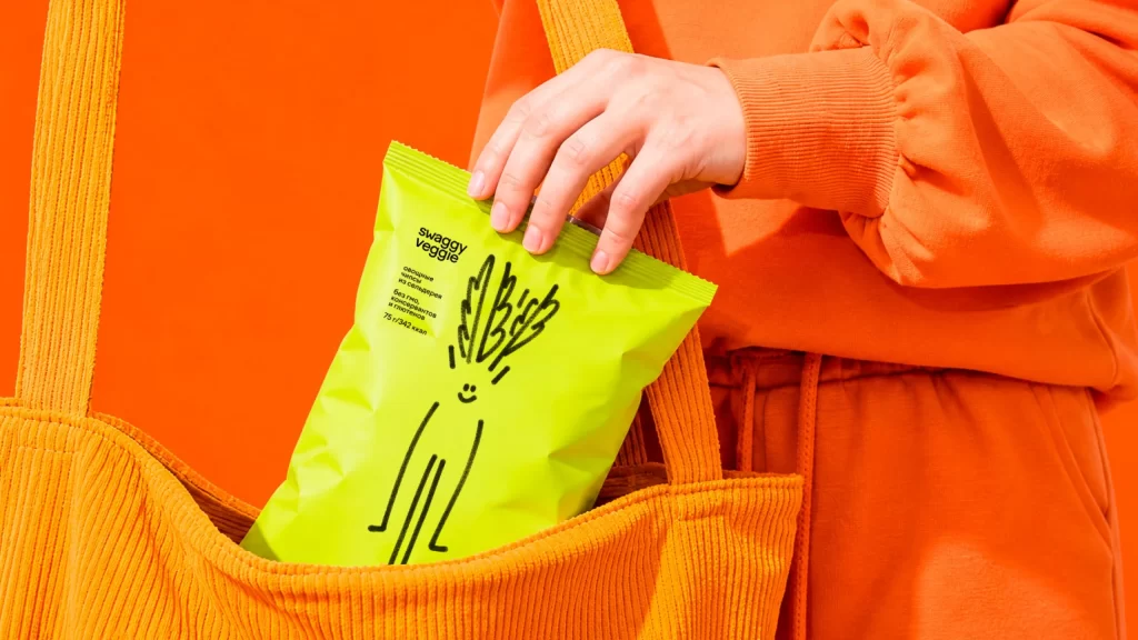 Swaggy Veggie Chips Bright Green Packaging