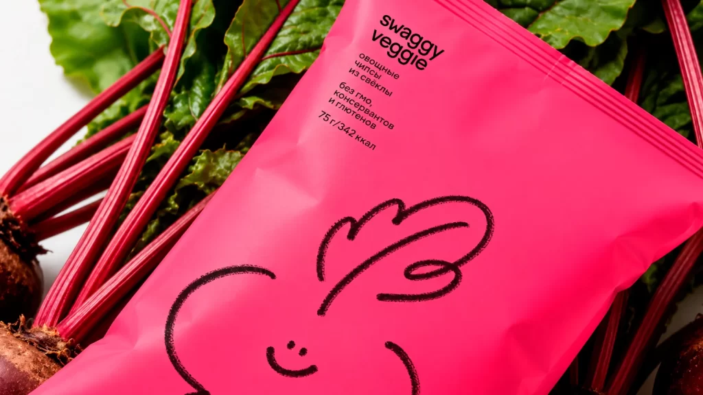 Swaggy Veggie Vegetable Chips Bright Pouch Playful Packaging