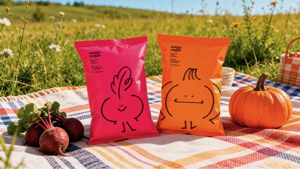 Swaggy Veggie Vegetable Chips Playful Illustrations Packaging