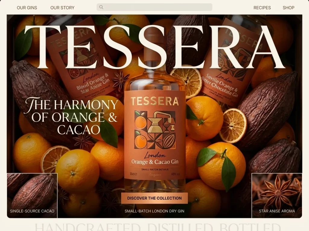 Tessera Orange & Cacao Gin Clear Brown Packaging