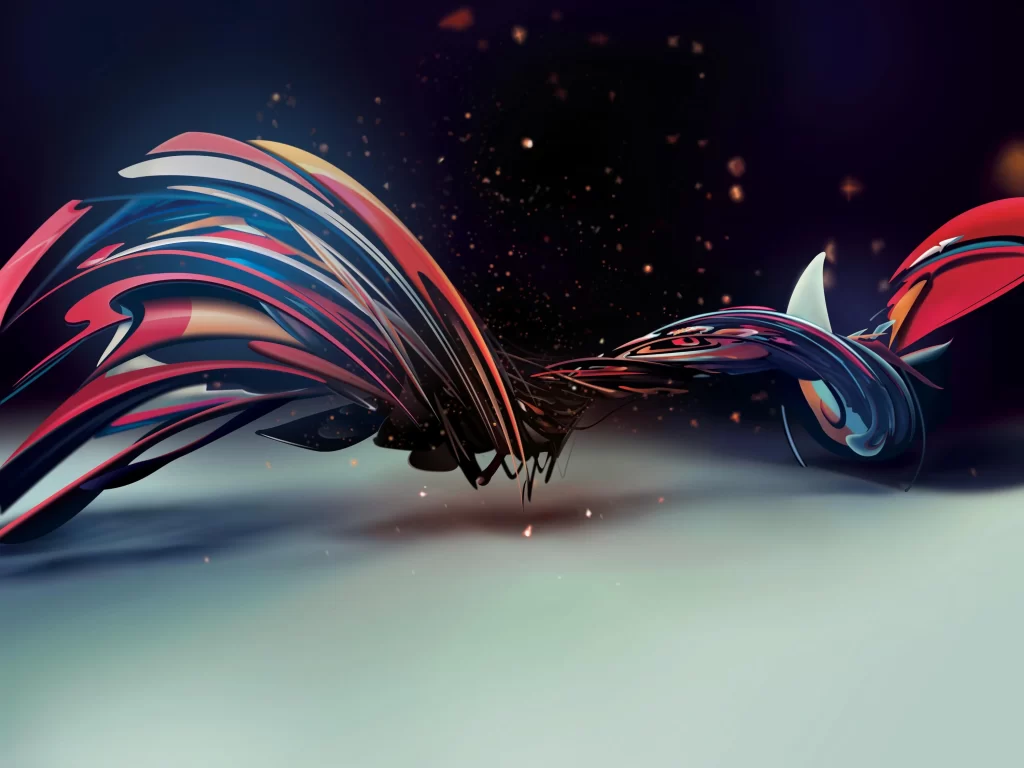 Abstract Artwork Multicolored Shapes Dynamic Movement Futuristic Design Digital Art