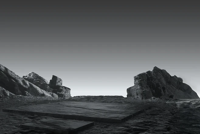 Abstract Landscape Monochrome Geometric Forms Surrealism
