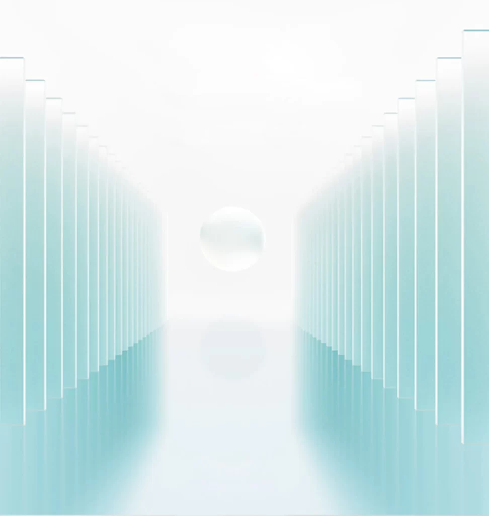 Abstract Light Blue Columns Tunnel Futuristic
