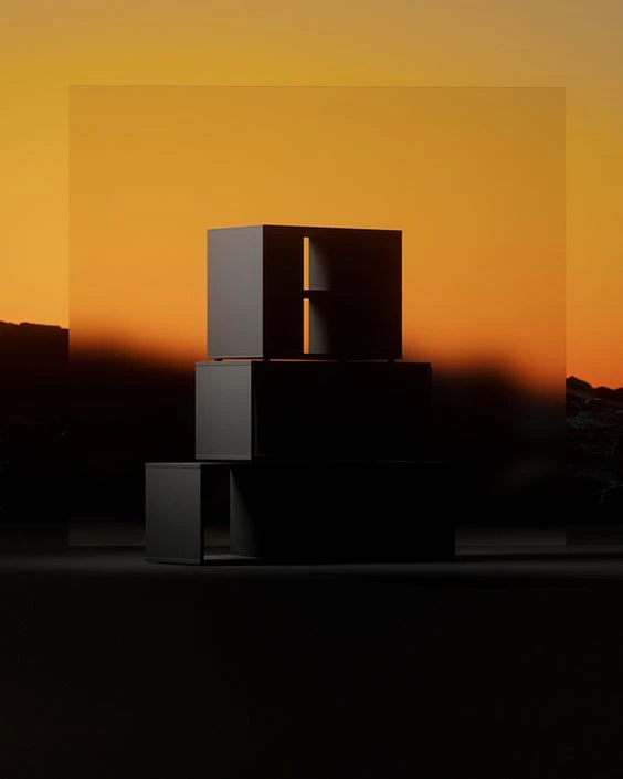 Abstract Structure Geometric Shapes Orange Black