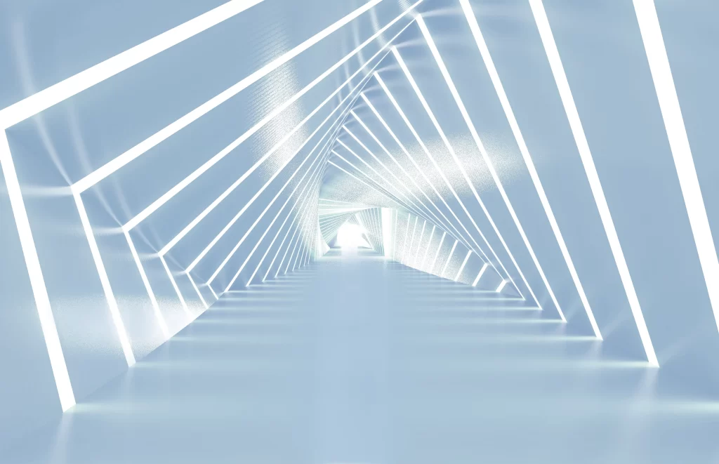 Abstract Tunnel Neon Lines Blue Tones