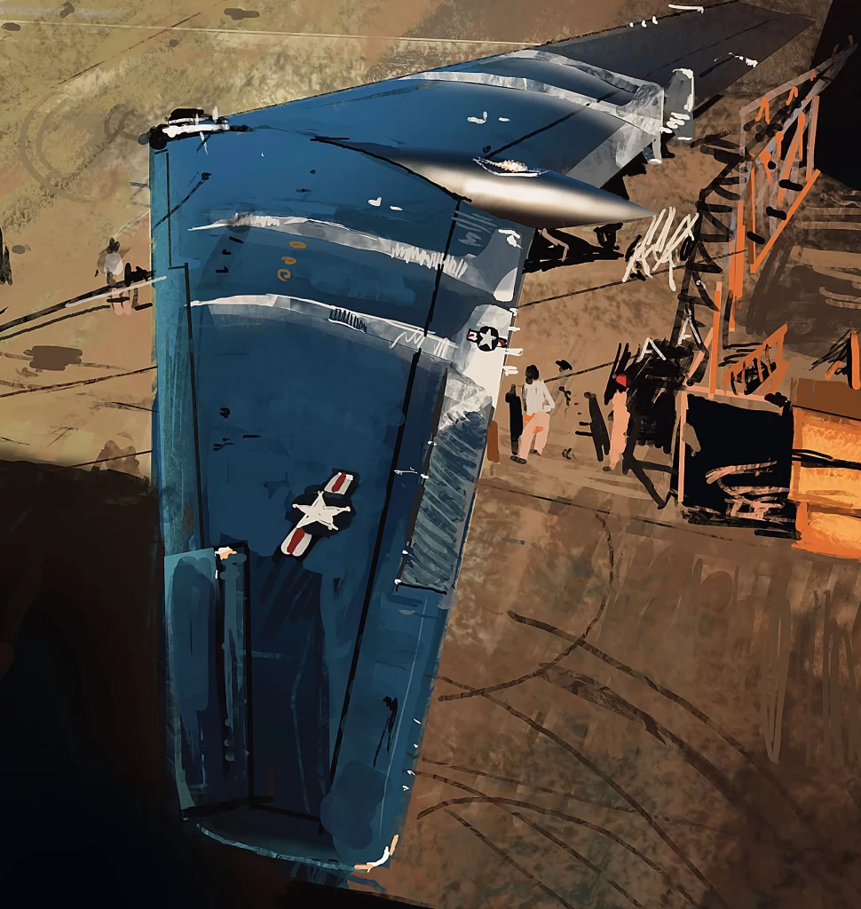 Airplane Blue Brown Abstract