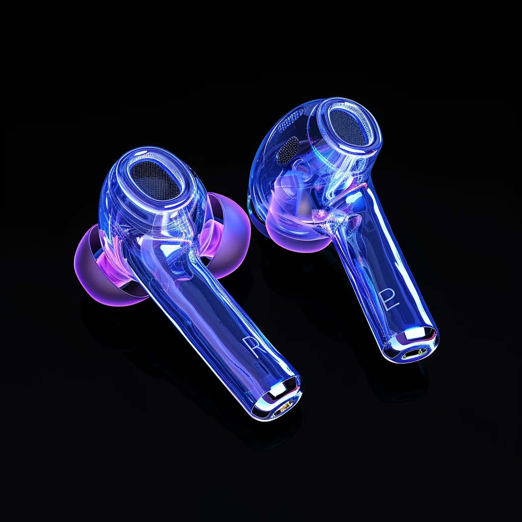 AirPods earphone 3D blue transparent structure