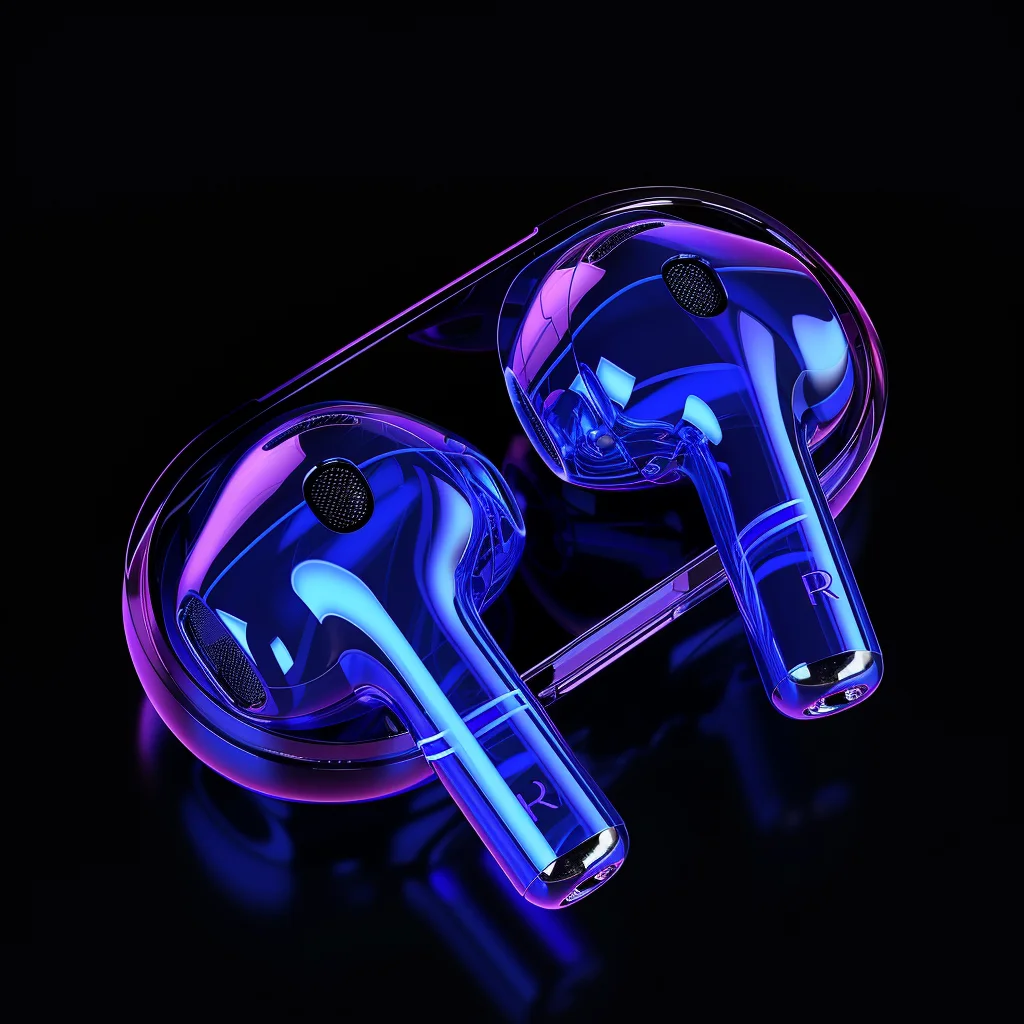 AirPods structure 3D earphone transparent blue