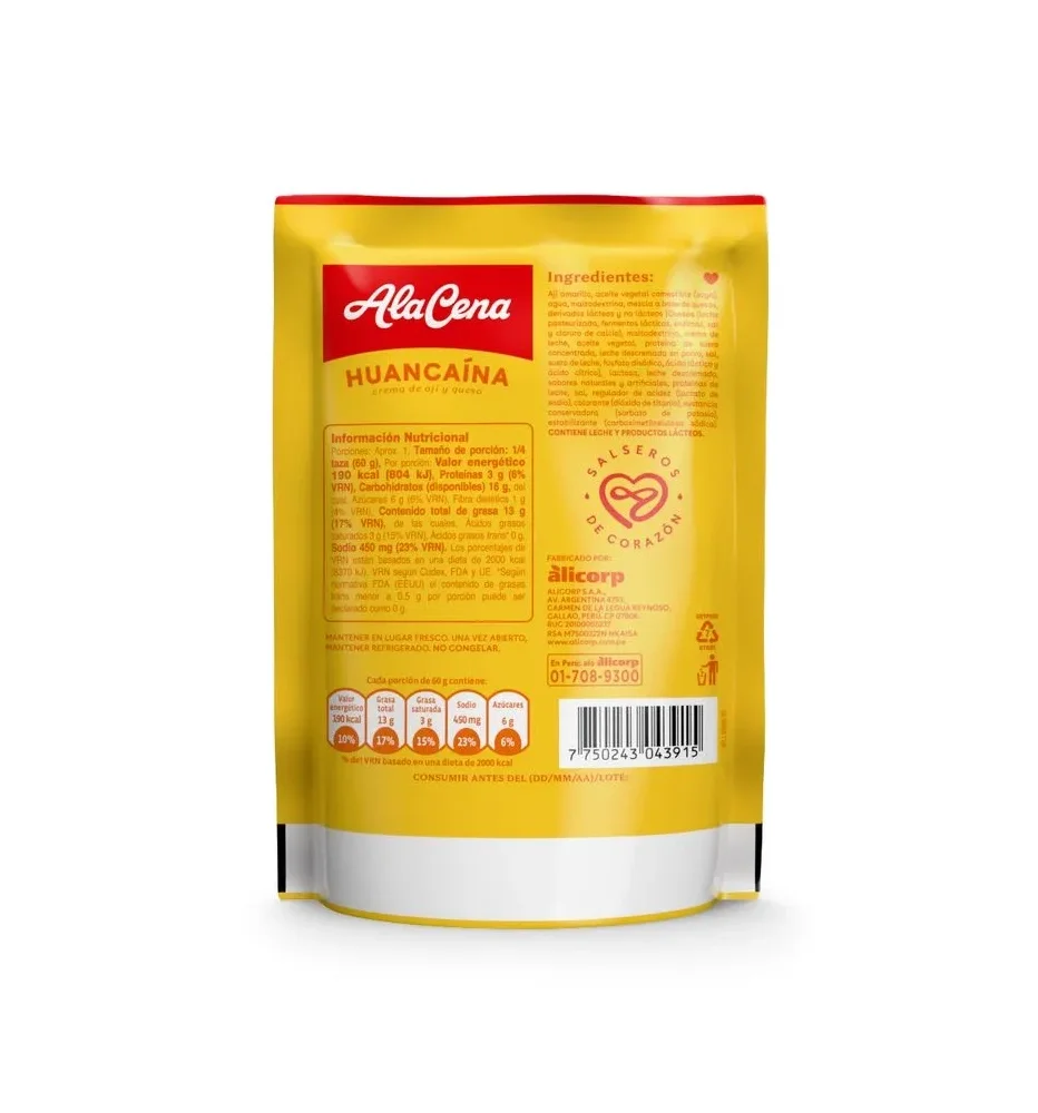 AlaCena Huancaina Sauce Packaging