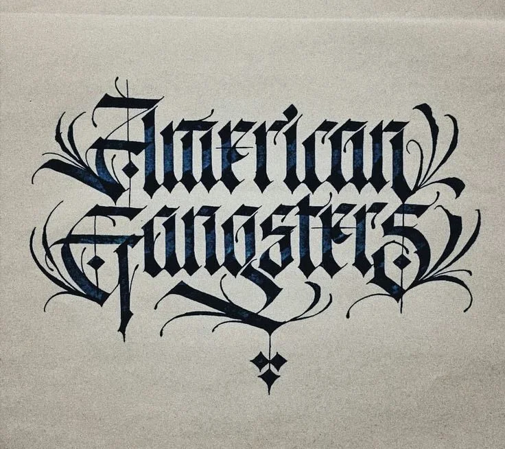 American Gangsters Black Blue Lettering