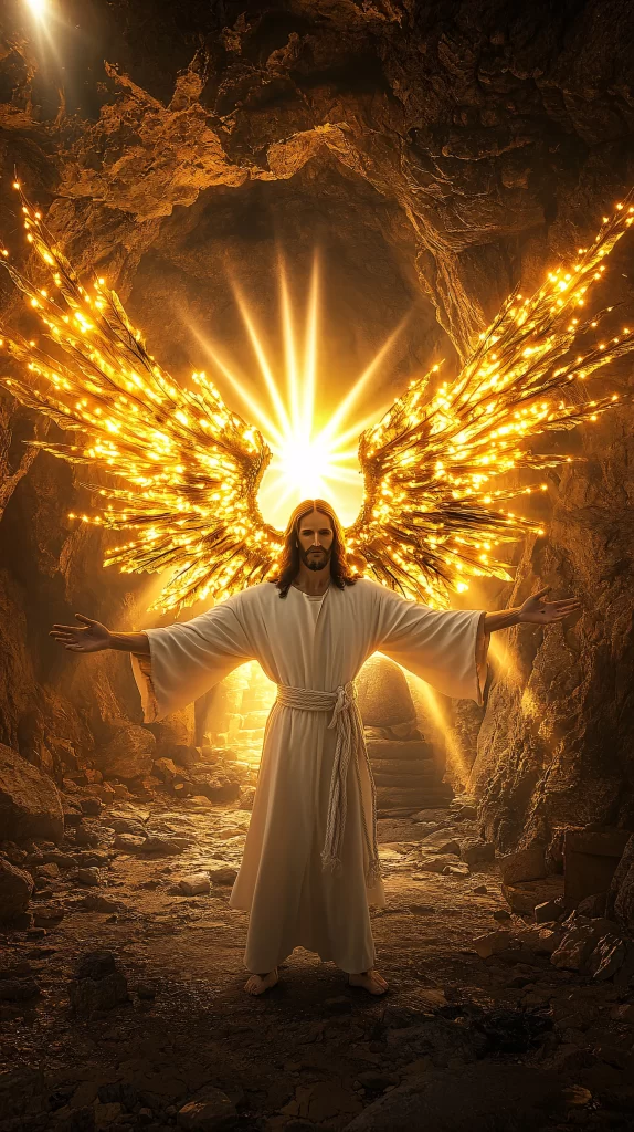 Angel Golden Light Wings Cave