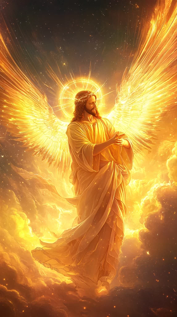 Angel Worship Golden Light Sky