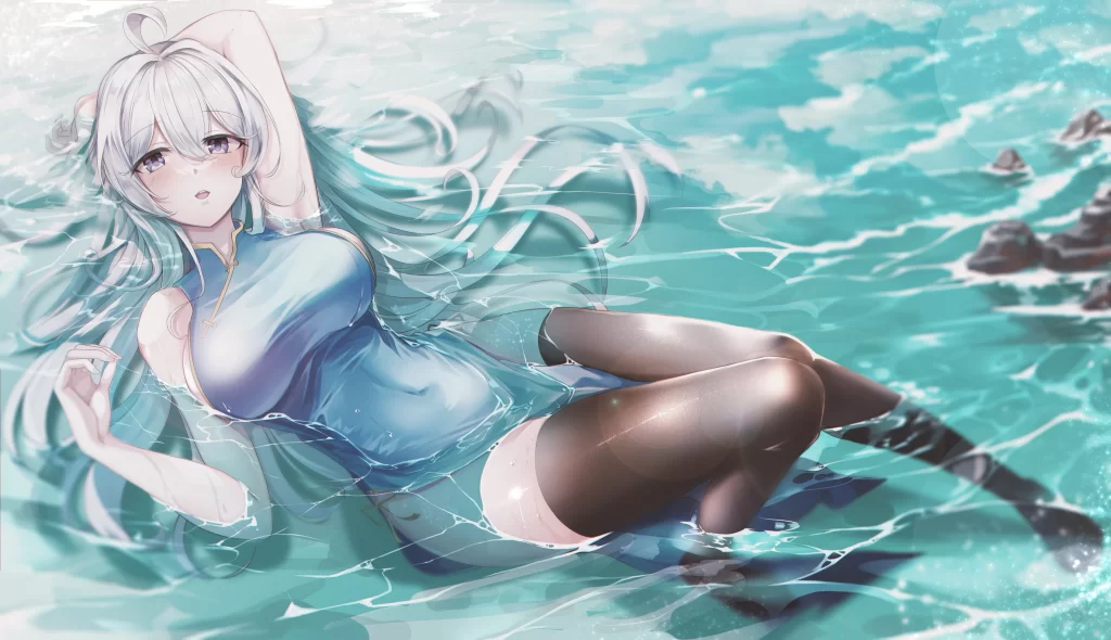 Anime Character Aqua Blue White Traditional