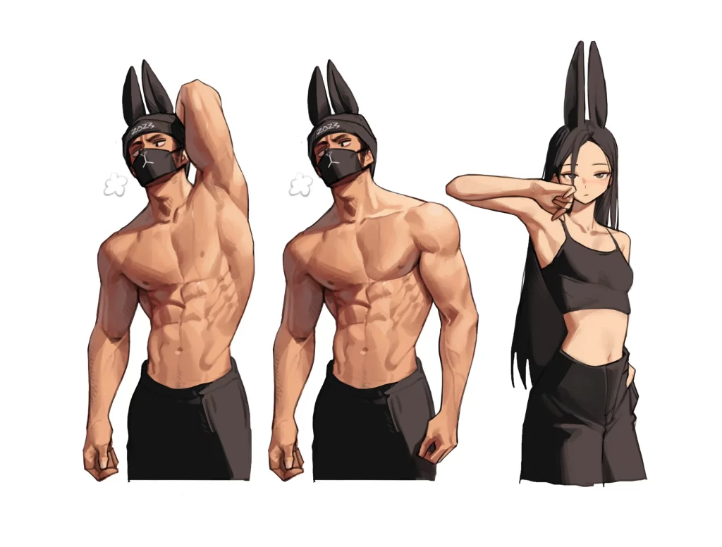 Anime Character Athletic Black Brown