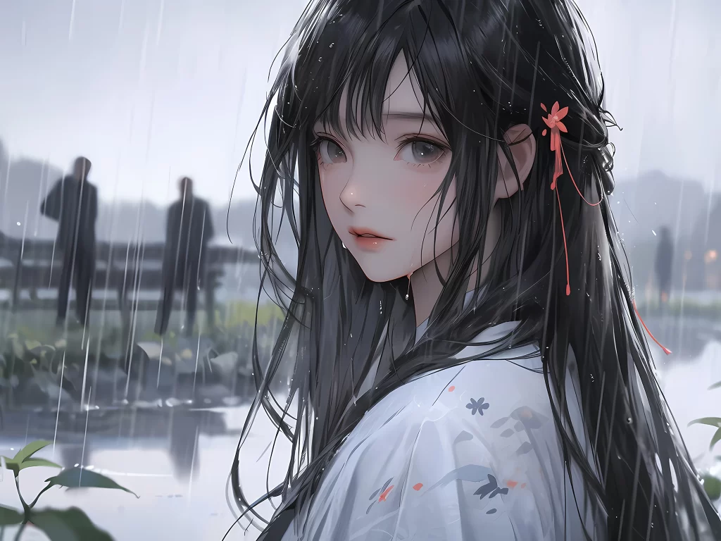 Anime Character Black Hair White Outfit