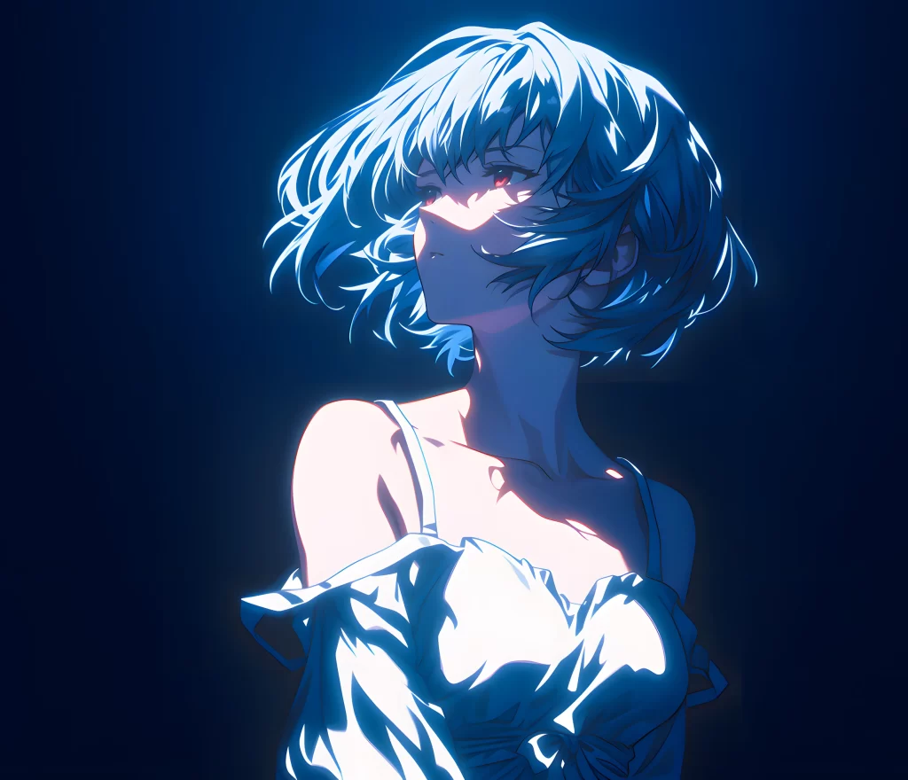 Anime Character Blue Hair White Dress