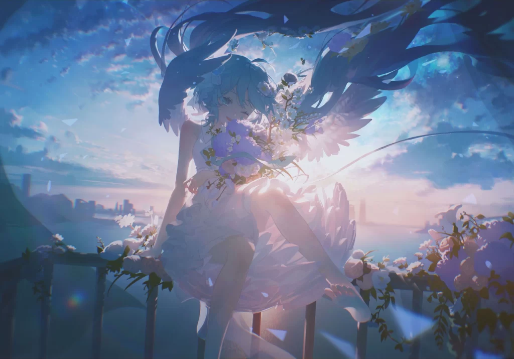 Anime Character Blue White Fantasy Dreamlike