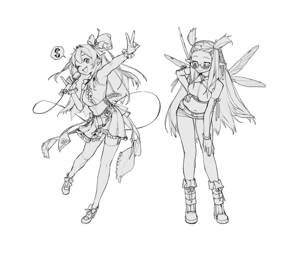 Anime Character Monochrome Singing