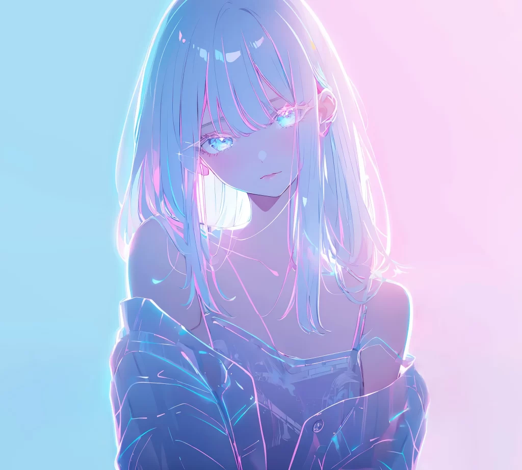 Anime Character Pastel Blue Pink Neon