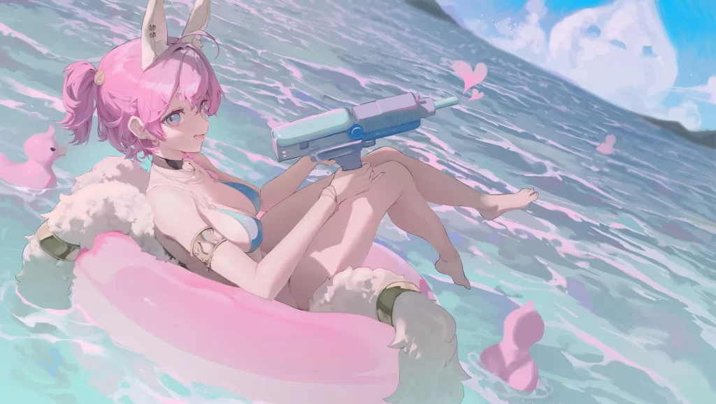 Anime Character Pink Blue Fantasy Summer