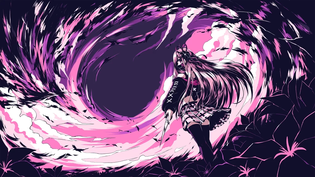 Anime Character Pink Purple Dark Fantasy