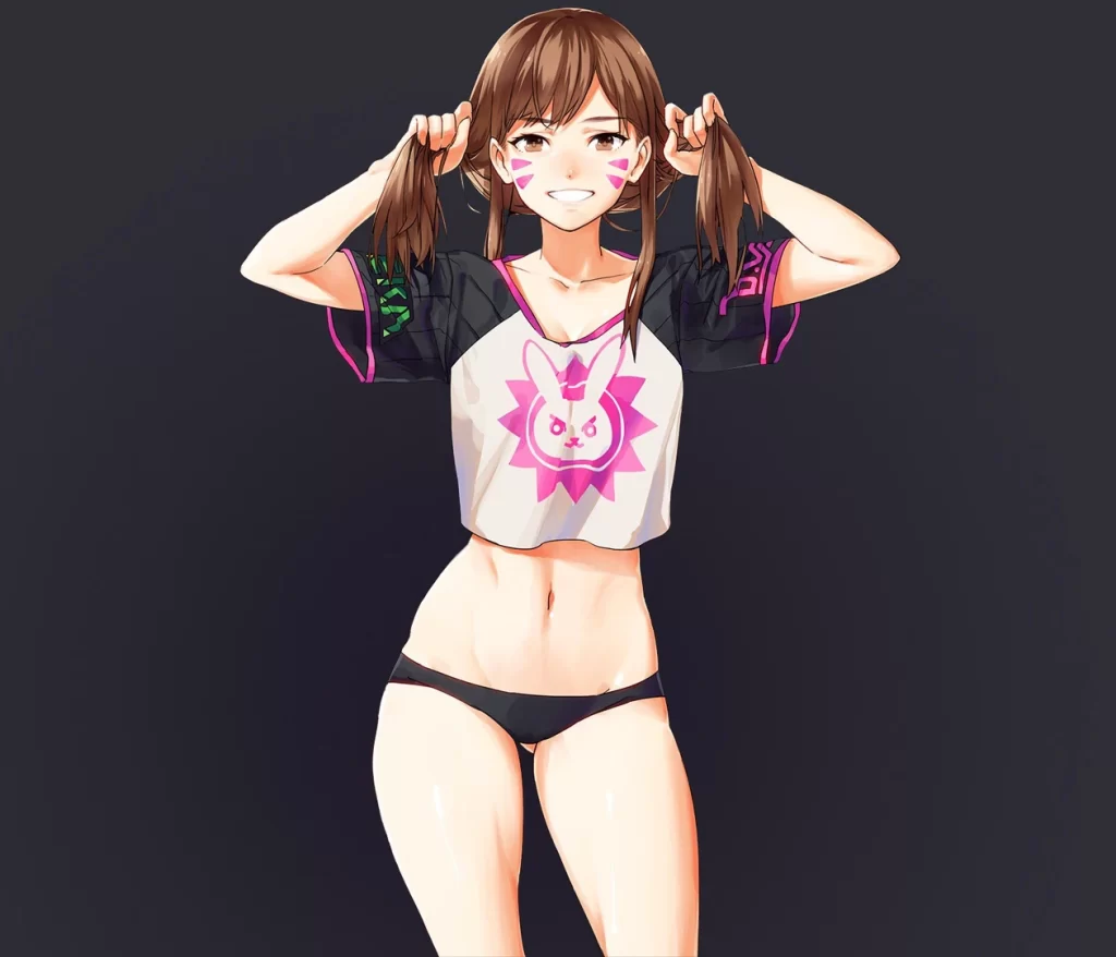 Anime Character Pink White Black Casual