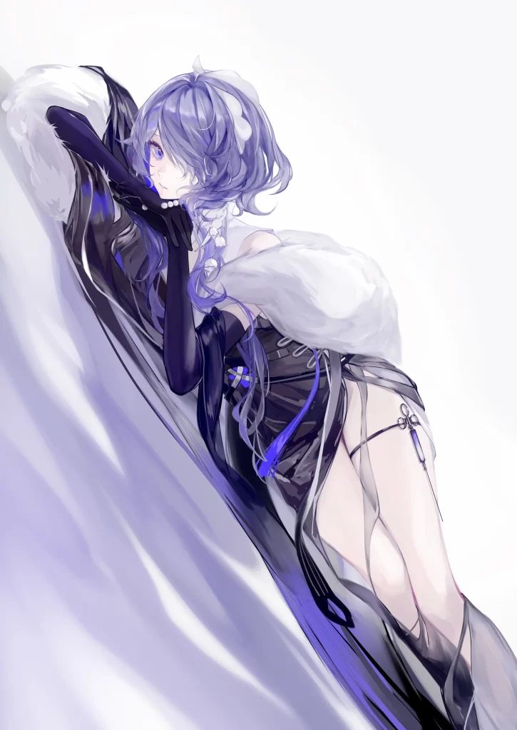 Anime Character Purple Hair Black And