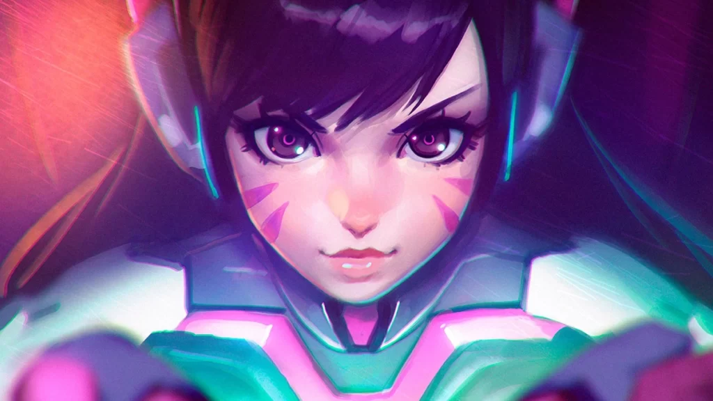 Anime Character Purple Pink Blue Cyberpunk