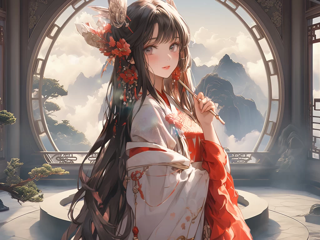 Anime Character Traditional Clothing Red White