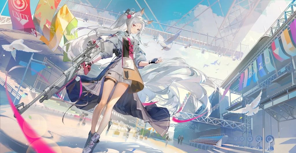 Anime Character White Hair Blue Sky