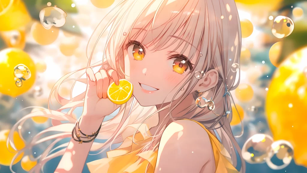 Anime Character Yellow Pink Light Summer