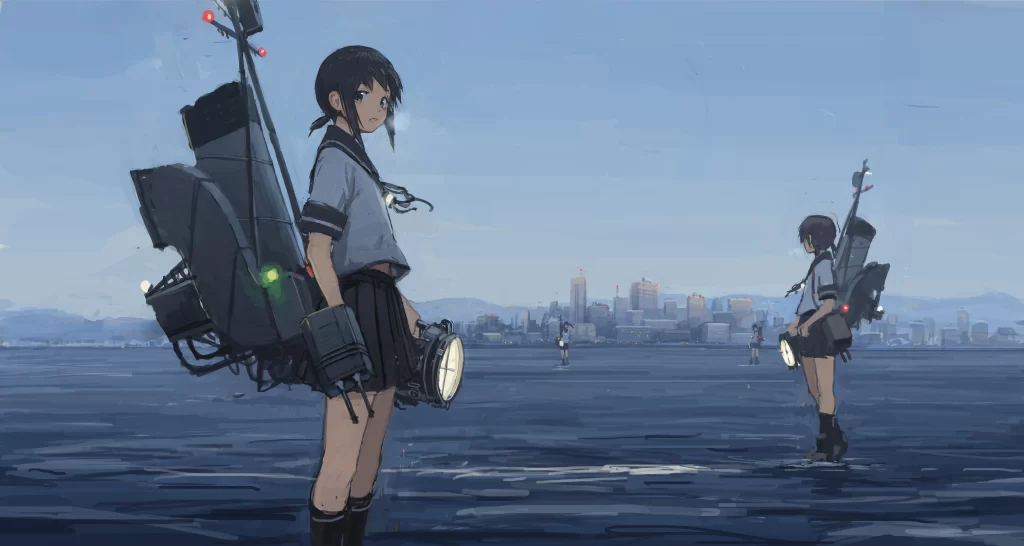 Anime Characters Blue Gray Sci Fi