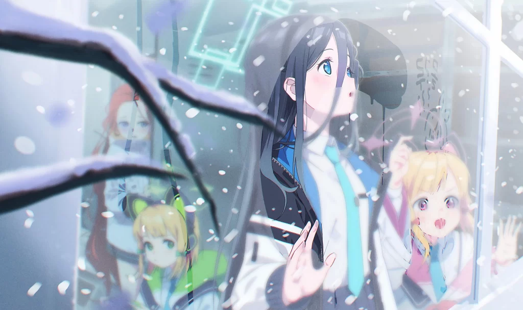 Anime Characters Blue White Pink Winter