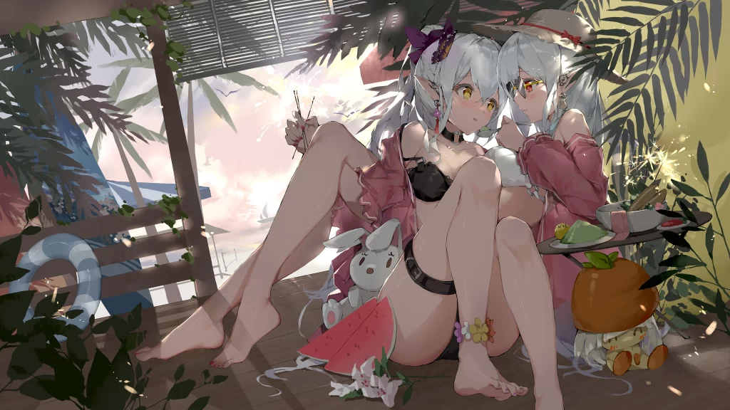 Anime Characters Pastel Colors Tropical Theme