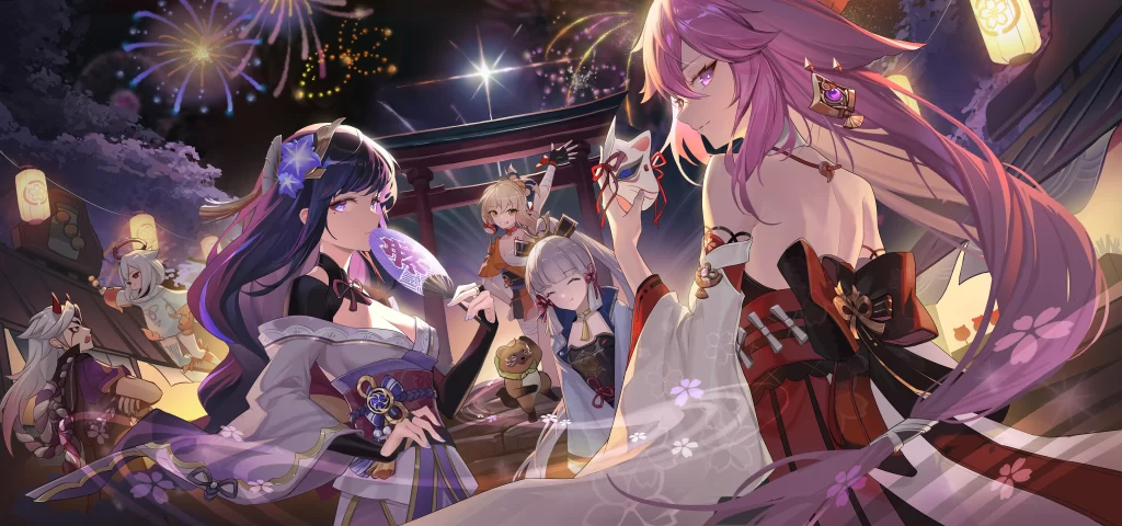 Anime Characters Purple Pink Traditional Fantasy
