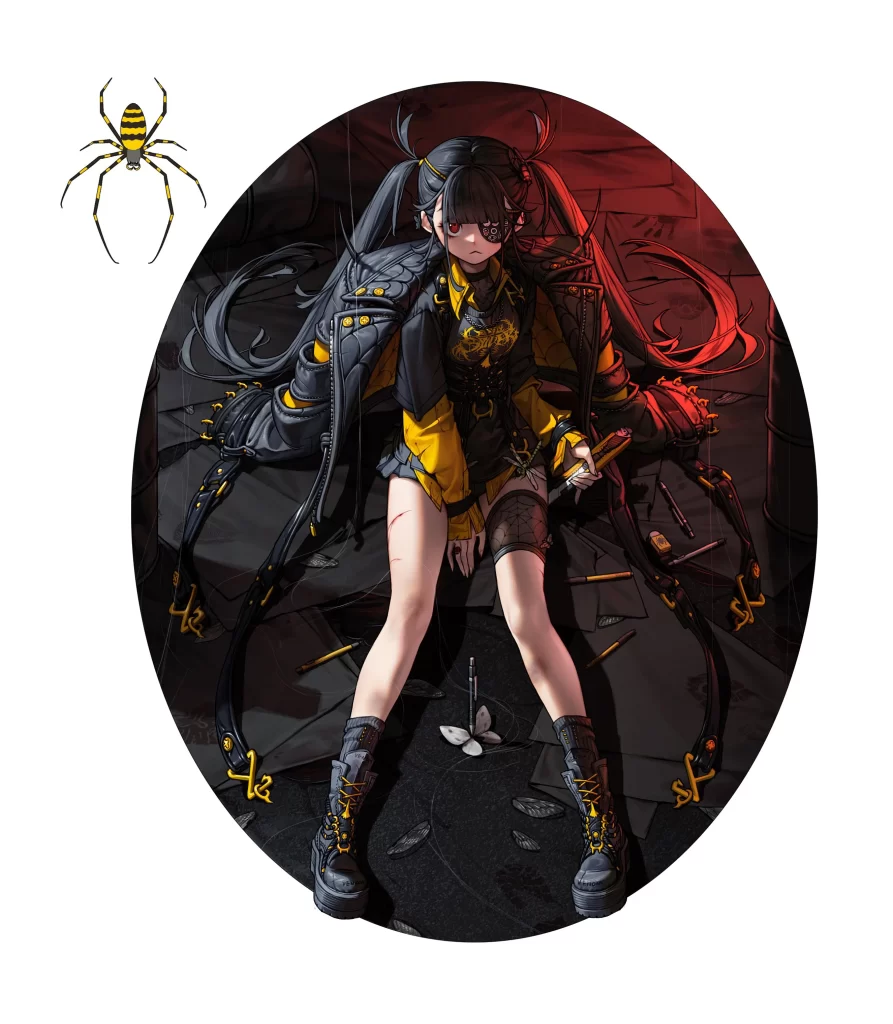 Anime Girl Black Yellow Spider Theme