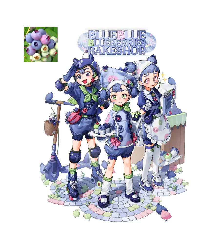 Anime Girl Blueberry Baking Pastel Colors