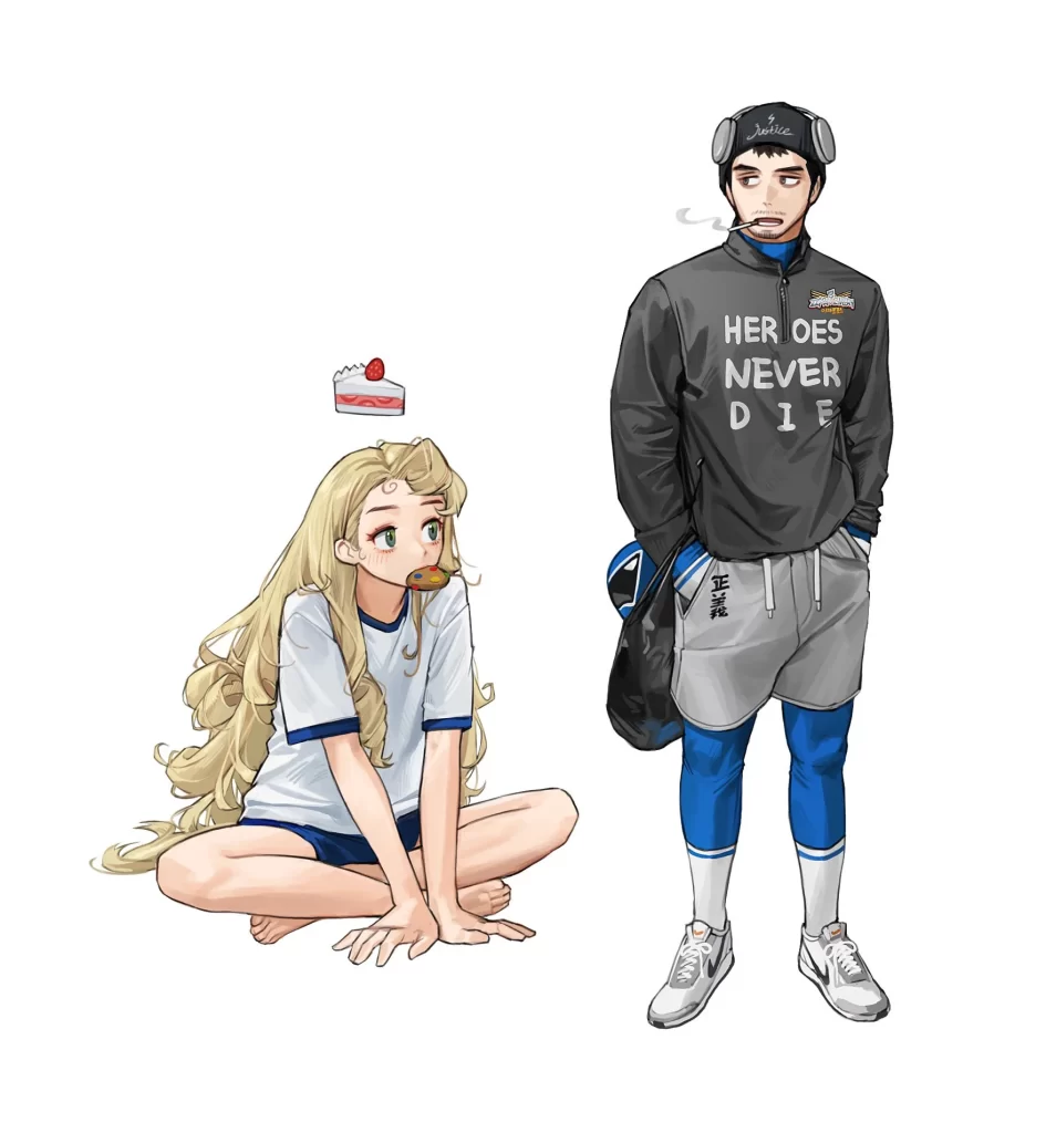 Anime Girl Boy Sportswear Blue White