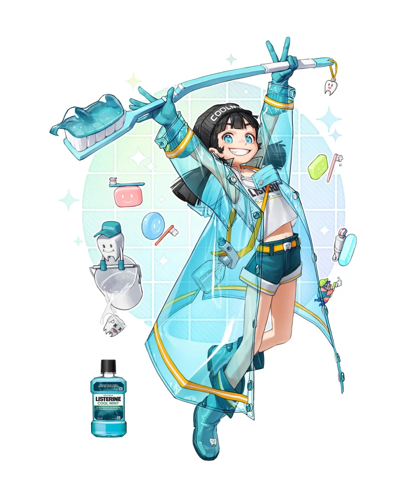Anime Girl Dental Blue Yellow
