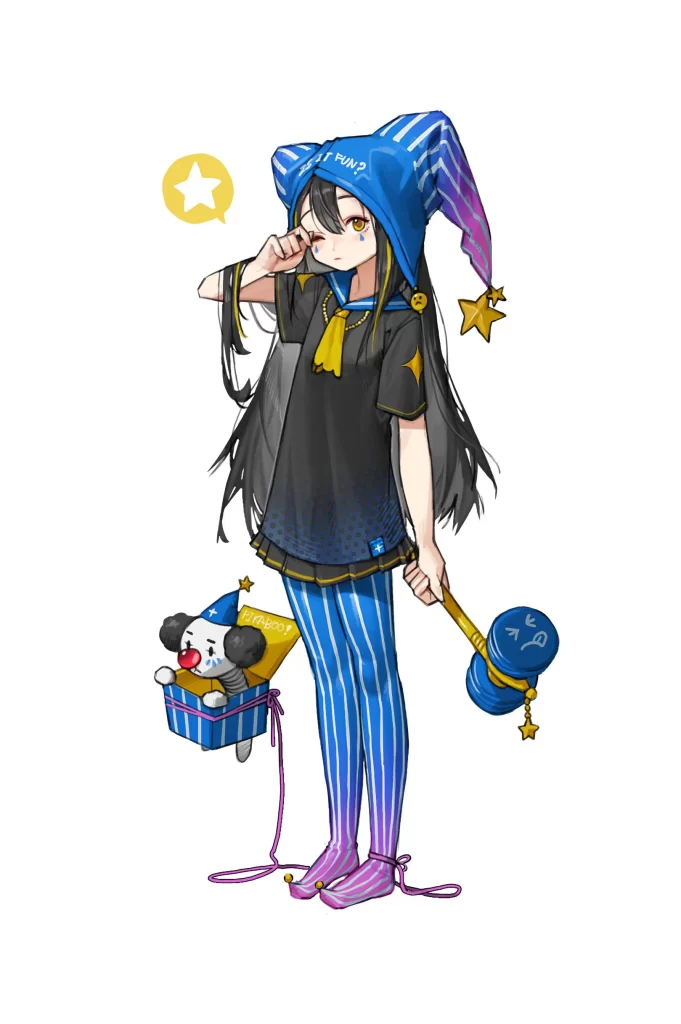 Anime Girl Jester Blue Purple Clown